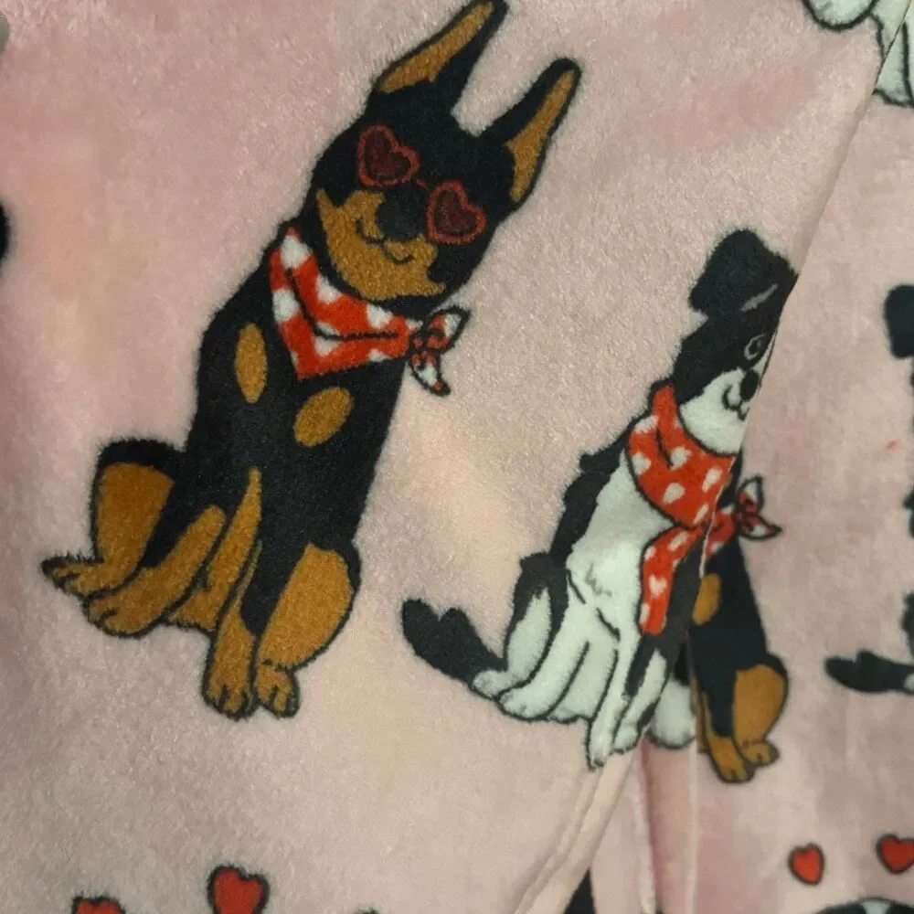 Valentines Day Dog Blanket Doberman Sheepdog Bernard Border Collie Shephard NWT